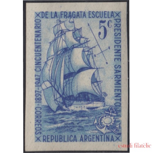 Argentina 488a 1947 Sin dentar 50 Años de la Fragata Presidente Sarmiento MNH