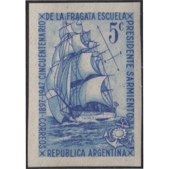 Argentina 488a 1947 Sin dentar 50 Años de la Fragata Presidente Sarmiento MNH Argentina 488a 1947 Sin dentar 50 Años de la Fragata Presidente Sarmiento MNH