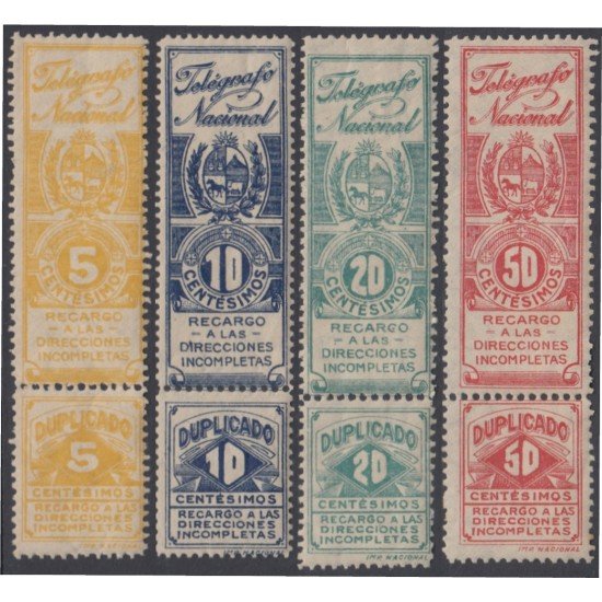 Uruguay Telégrafo 1/4 1927 Litografías MNH Uruguay Telégrafo 1/4 1927 Litografías MNH