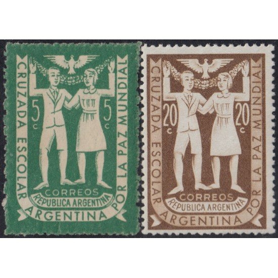 Argentina 492/93 1947 Cruzada Escolar por la Paz Mundial MNH