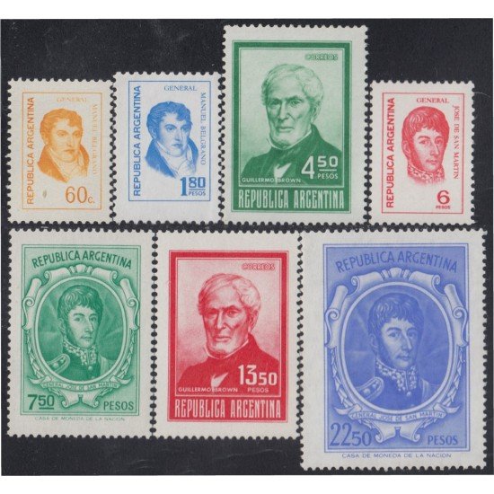 Argentina 1005/1011 1975 Serie Corriente. Filigrana G. MH Argentina 1005/1011 1975 Serie Corriente. Filigrana G. MH