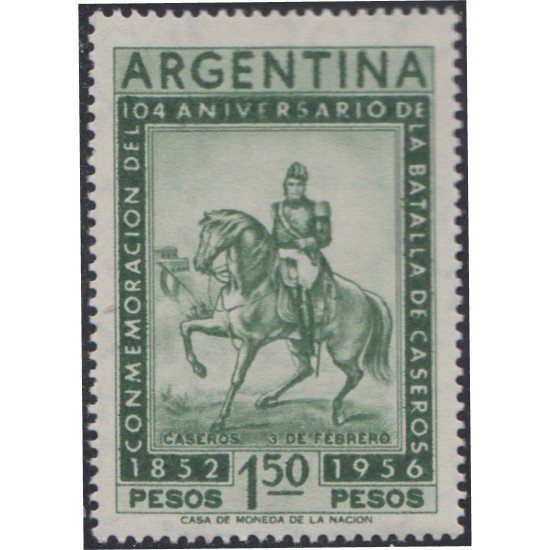 Argentina 558 1956 104 Años de la Batalla de Monte-Caseros MNH Argentina 558 1956 104 Años de la Batalla de Monte-Caseros MNH