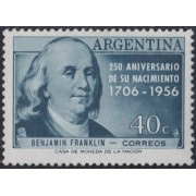Argentina 571 1956 250 Años del Nacimiento  de Benjamin Franklin MNH