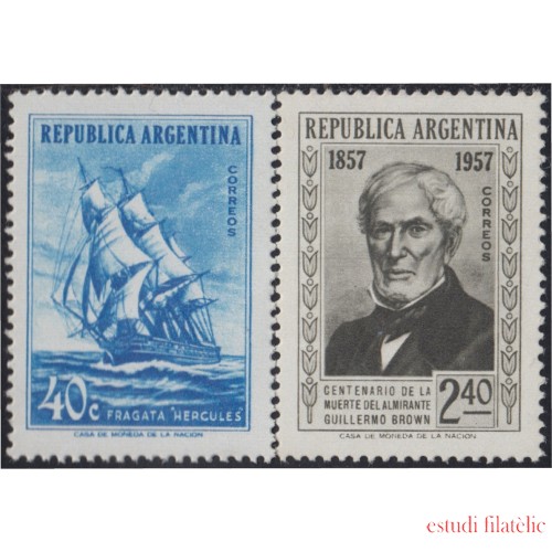 Argentina 573/74 1957 100 Años de la muerte del Almirante G. Brown MNH