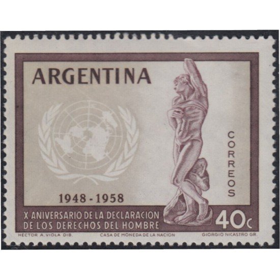 Argentina 595 1959 10 Años de la declaración Universal de Derechos Humanos MNH Argentina 595 1959 10 Años de la declaración Universal de Derechos Humanos MNH