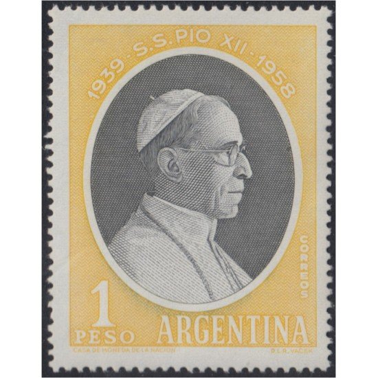 Argentina 597 1957 A la memoria de su SS el Papa Pío XII MNH Argentina 597 1957 A la memoria de su SS el Papa Pío XII MNH