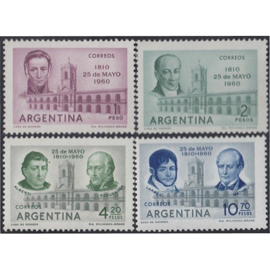 Argentina 619/22 1960 150 Años de la Revolución de 1810 MNH Argentina 619/22 1960 150 Años de la Revolución de 1810 MNH