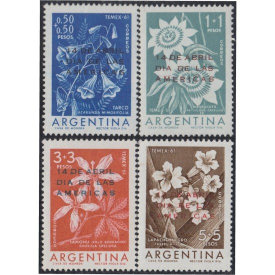 Argentina 639/42 1961 Día de las Américas Exposición Temex MNH Argentina 639/42 1961 Día de las Américas Exposición Temex MNH