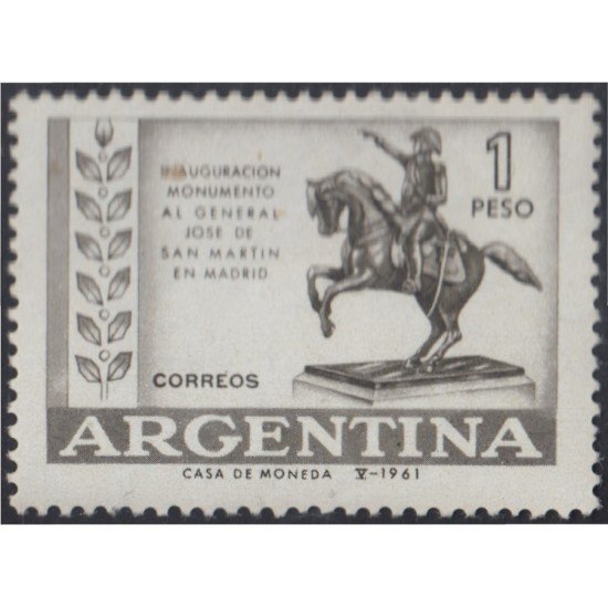 Argentina 644 1961 Monumento de Madrid a la memoria del Gral San Martín MNH Argentina 644 1961 Monumento de Madrid a la memoria del Gral San Martín MNH