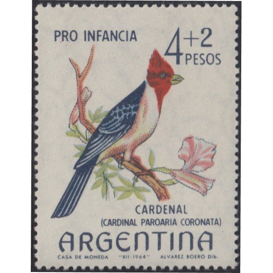 Argentina 699 1965 pájaros bird fauna Sobretasa Pro-infancia MNH Argentina 699 1965 pájaros bird fauna Sobretasa Pro-infancia MNH