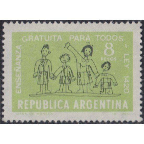 Argentina 722 1965 80 Años de la Ley sobre educación pública MNH Argentina 722 1965 80 Años de la Ley sobre educación pública MNH