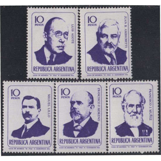 Argentina 768/772 1968 Celebridades Luis Agote F. J. Muniz MNH Argentina 768/772 1968 Celebridades Luis Agote F. J. Muniz MNH