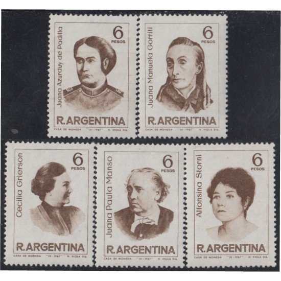 Argentina 787/91 1967 Mujeres célebres Juana Azurduy, Gorriti, Manso MNH Argentina 787/91 1967 Mujeres célebres Juana Azurduy, Gorriti, Manso MNH
