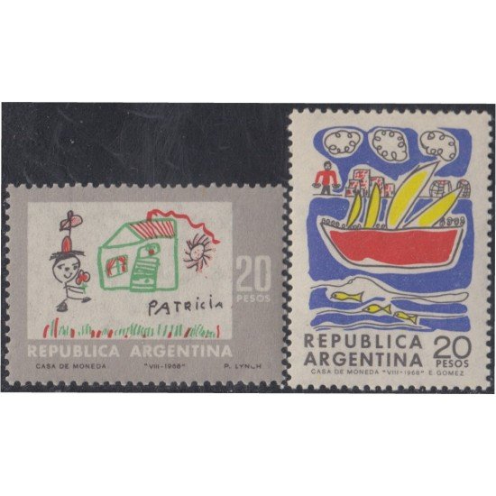 Argentina 818/819 1968 Dibujos infantiles MNH Argentina 818/819 1968 Dibujos infantiles MNH