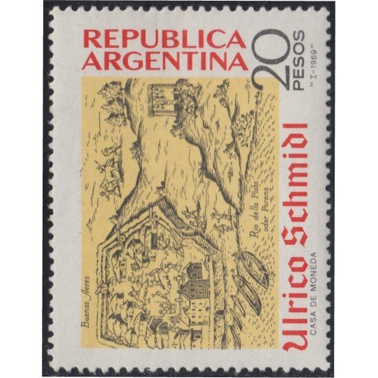 Argentina 833 1969 V Congreso del Nacimiento de Ulrico Schmil. Filigrana C MH Argentina 833 1969 V Congreso del Nacimiento de Ulrico Schmil. Filigrana C MH