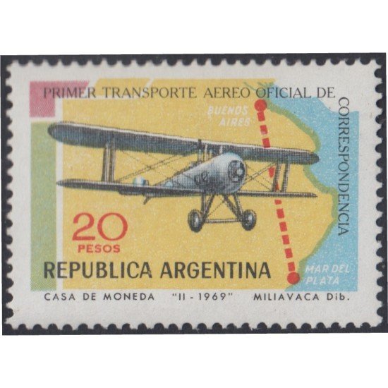 Argentina 846 50 Años del Primer vuelo postal Buenos Aires Mar de Plata MH