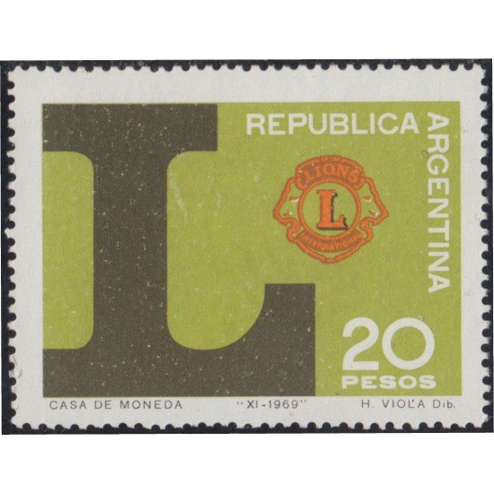 Argentina 860 1969 50 Aniversario de Lions Club MH Argentina 860 1969 50 Aniversario de Lions Club MH