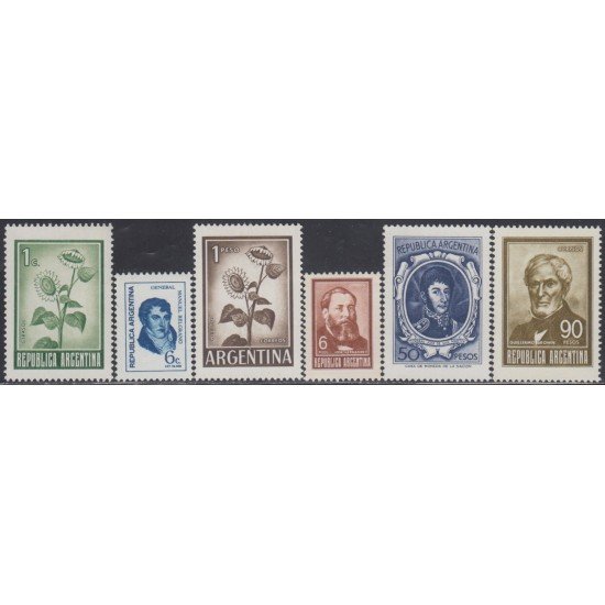 Argentina 865A/870 1970/73 Serie Corriente Manuel Belgrano Sin Filigrana MNH Argentina 865A/870 1970/73 Serie Corriente Manuel Belgrano Sin Filigrana MNH