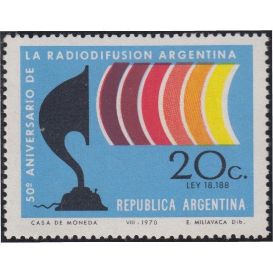 Argentina 872 1970 50 Años de Radiodifusión Argentina MNH