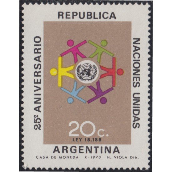 Argentina 875 1970 25 Aniversario de la O.N.U. MNH Argentina 875 1970 25 Aniversario de la O.N.U. MNH