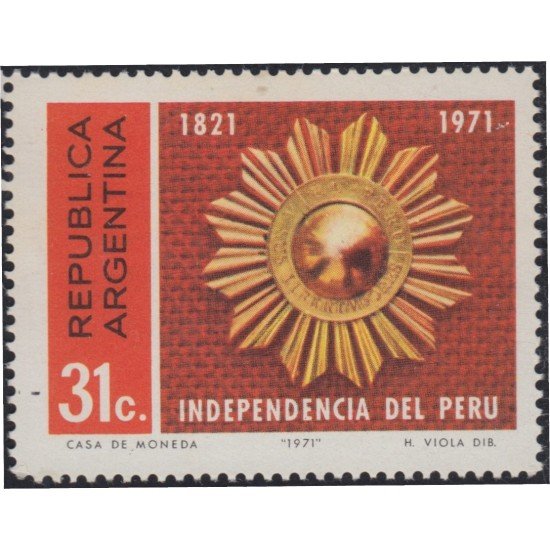 Argentina 901 1971 150 Años de la independencia del Perú MNH Argentina 901 1971 150 Años de la independencia del Perú MNH