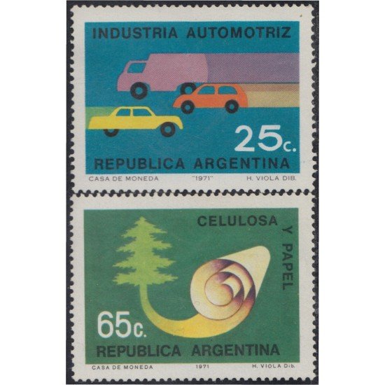 Argentina 904/905 1971 Industria Nacional Automoción Celulosa y papel MNH Argentina 904/905 1971 Industria Nacional Automoción Celulosa y papel MNH