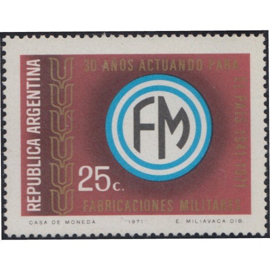 Argentina 906 1971 30 Años de la Industria de fabricaciones militares Argentina 906 1971 30 Años de la Industria de fabricaciones militares