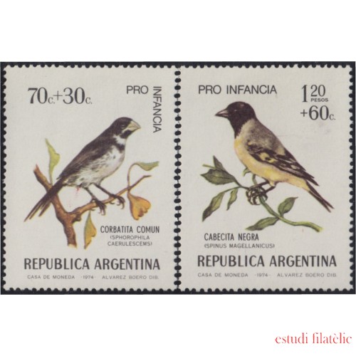 Argentina 968/69 1974 Sobrecarga Pro Infancia Pájaros Birds MNH