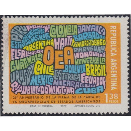 Argentina 978 1974 25 Años de la Organización de Estados Unidos MNH Argentina 978 1974 25 Años de la Organización de Estados Unidos MNH