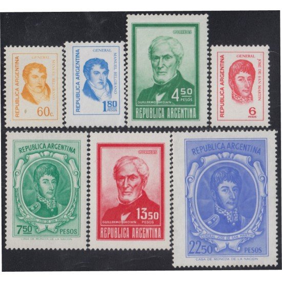 Argentina 1005/1011 1975 Serie Corriente. Filigrana G. MNH Argentina 1005/1011 1975 Serie Corriente. Filigrana G. MNH