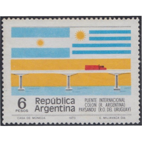 Argentina 1027 1975 Puente Internacional Colon de Argentina hasta el Uruguay MNH Argentina 1027 1975 Puente Internacional Colon de Argentina hasta el Uruguay MNH