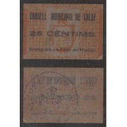 Billete local 1937 Ajuntament de Calaf  25 Cts. 