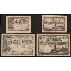 Billete local 1937 Consejo Municipal de Gelsa ( Zaragoza ) 5 Cts. y 1 Peseta Billete local 1937 Consejo Municipal de Gelsa ( Zaragoza ) 5 Cts. y 1 Peseta