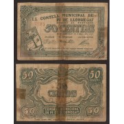 Billete local 1937 Ajuntament de Pi de Llobregat  50 Cts. 