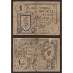 Billete local 1937 Ajuntament de Martorell 1 Peseta Billete local 1937 Ajuntament de Martorell 1 Peseta
