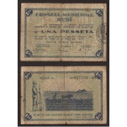 Billete local 1937 Ajuntament de Rubí 1 Peseta