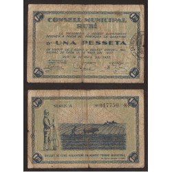 Billete local 1937 Ajuntament de Rubí 1 Peseta Billete local 1937 Ajuntament de Rubí 1 Peseta