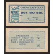 Billete local 1937 Ajuntament de Foixà  50 Cts. 