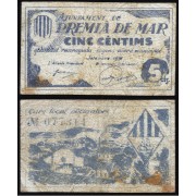 Billetes local 1937  Ajuntament de Premia de Mar  5 Cts.