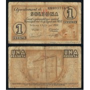 Billete local 1937 Ajuntament de Solsona  1 Peseta