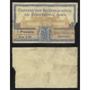 Entrada Exposición Internacional de Barcelona 1929 1 Peseta