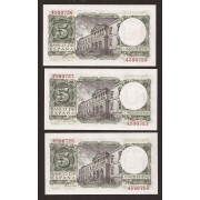 España Billete 5 Pesetas  22 julio 1954  Trio Sin Serie  SC
