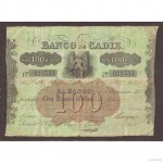 Billete 100 Reales de Vellón  1862  Banco de Cádiz  2ª Emisión  MBC-