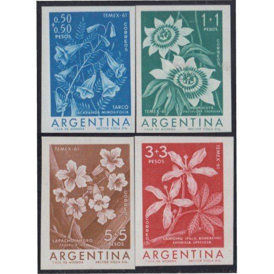 Argentina 629a/32a 1960 Exposición Filatélica Temex Flores flowers MNH Argentina 629a/32a 1960 Exposición Filatélica Temex Flores flowers MNH