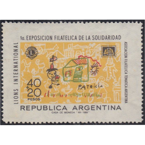 Argentina 830 1968 Lions Int. 1º Exp. filatélica de solidaridad MH