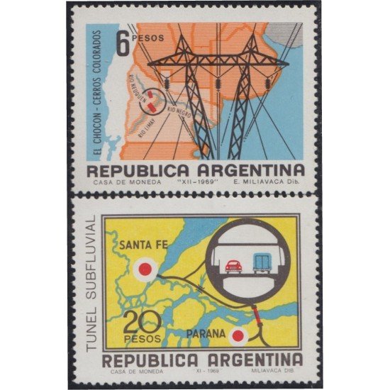 Argentina 858a/59a 1969 Economía y tecnología. Filigrana G MH Argentina 858a/59a 1969 Economía y tecnología. Filigrana G MH