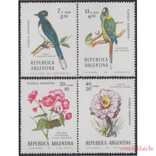Argentina 1053a/1056a 1976 Pájaros y Flores Birds and Flowers MNH