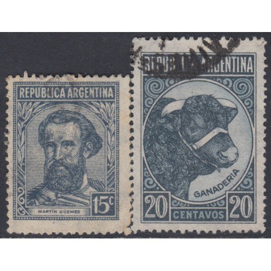 Argentina 423/24 1942 Tipos 1935/36 Martín Güemes Ganadería Usados Argentina 423/24 1942 Tipos 1935/36 Martín Güemes Ganadería Usados