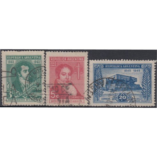Argentina 459/61 1945 Bernardino Ravadia usados Argentina 459/61 1945 Bernardino Ravadia usados