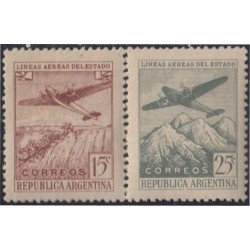 Argentina 467/68 1946 Líneas Aéreas Argentinas Avión Airplane MH Argentina 467/68 1946 Líneas Aéreas Argentinas Avión Airplane MH